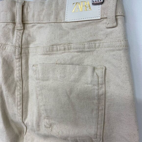 Zara Skinny Fit Jeans Ivory Denim Mid Rise Ankle Stretch Size 8 - Picture 6 of 9